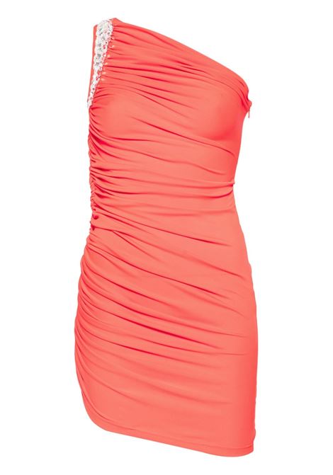 Abito corto drappeggiato con cristalli in arancione David koma - donna